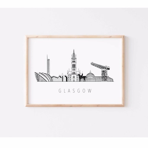 Signed Glasgow Skyline Print University of Glasgow Etsy UK