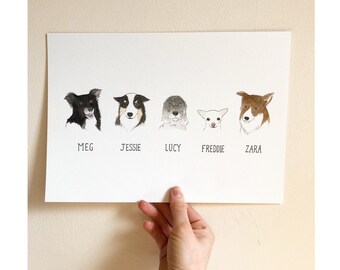 Pet family watercolour portrait - free mock-up included