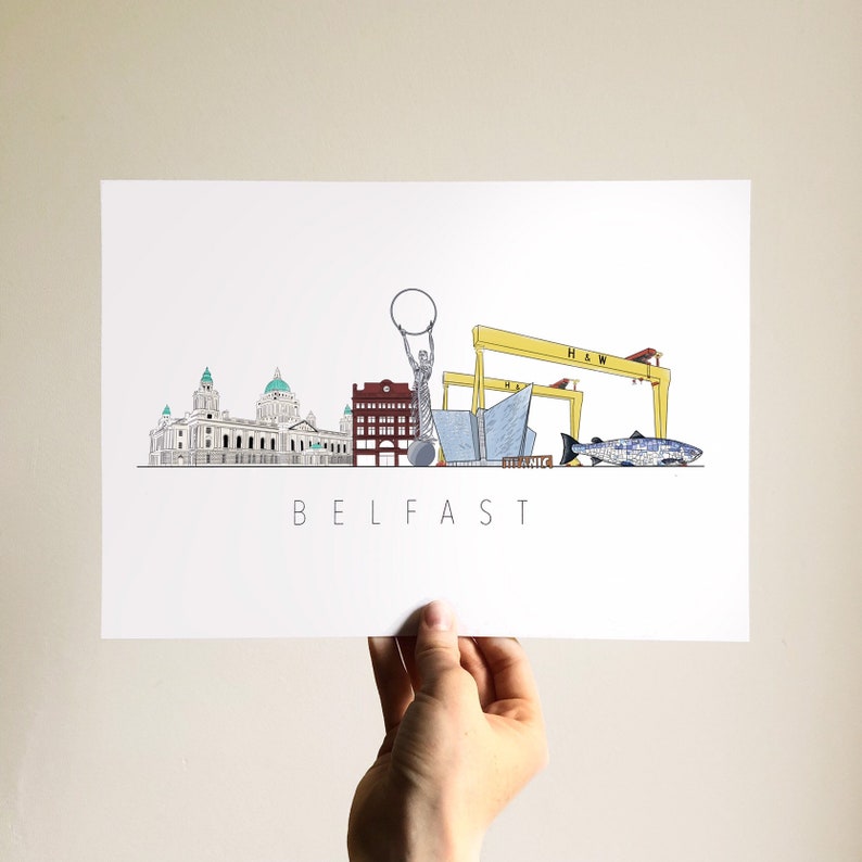 Signed Belfast Skyline Print city hall, titanic, bank buildings, harland and wolff image 2