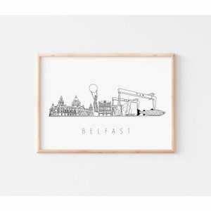 Signed Belfast Skyline Print city hall, titanic, bank buildings, harland and wolff image 1