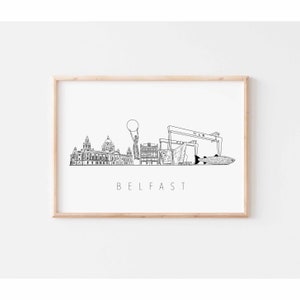 Impression signée Belfast Skyline - hôtel de ville, titanesque, bâtiments bancaires, harland et wolff