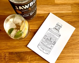 JAWBOX Belfast Gin Bottle Original drawing Print