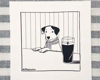 Custom Drinking dog print - Speedy turnaround