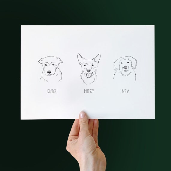 Pet portrait Drawing  - A4 pen drawing - free mock-up included