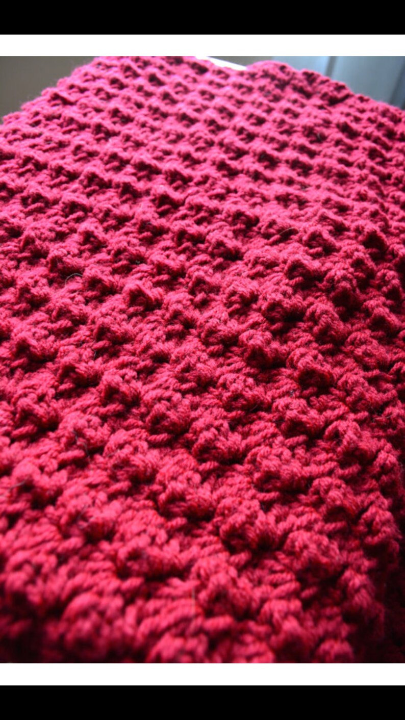 Red crochet blanket, crochet afghan image 2