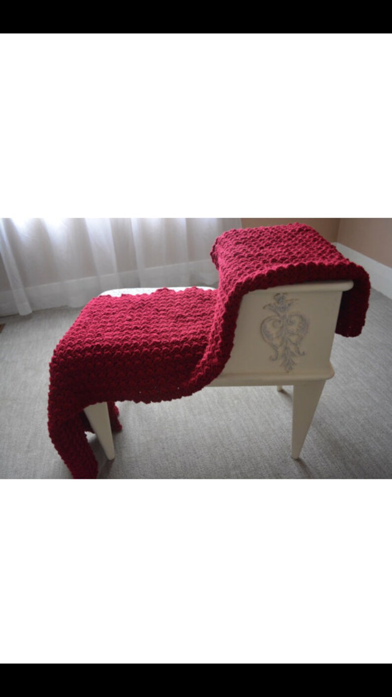 Red crochet blanket, crochet afghan image 1