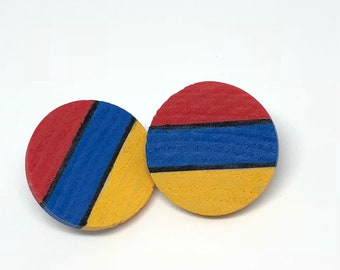 Hand-Painted Wooden Armenia Earrings