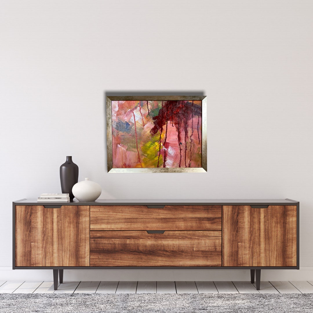 Abstract Contemporary Original Oil Painting Pink & Red Etsy