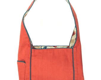 Coral and Teal Crab Purse / Crab Gift / Crustacean / Coral Bag / Over the shoulder bag / purse with pockets / J Elizabeth Creations