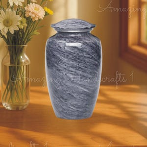 Elegant Dark Grey Marble Cremation Urn for Human Ashes – Adult Funeral Memorial Keepsake, Durable Decorative Stone Look Urn for Loved Ones