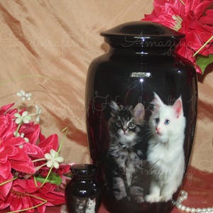 Cat Cremation Urn for Ashes – Pet Memorial Urn with Kitten Design – Handcrafted Black Urn for Cat Lovers – Pet Loss Keepsake