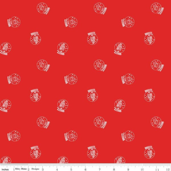 Pixie Noel 2 Collection - Snow Globes in Red - Tasha Noel for Riley Blake Designs - Holiday Fabric - 100% Quilting Cotton - C12114-RED