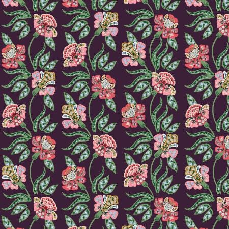 Dahlia Collection - Posy in Aubergine - By Rifle Paper Co for Cotton+Steel - 100% Cotton - RP1608-AU3 (D)