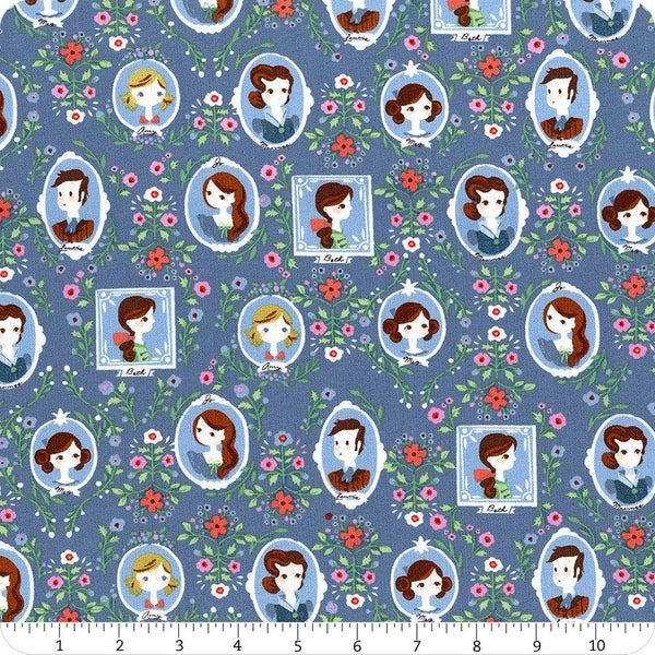 Little Women Collection - Cameo in Blue - Jill Howarth for Riley Blake Designs - 100% Premium Quilting Cotton - C11871-BLUE