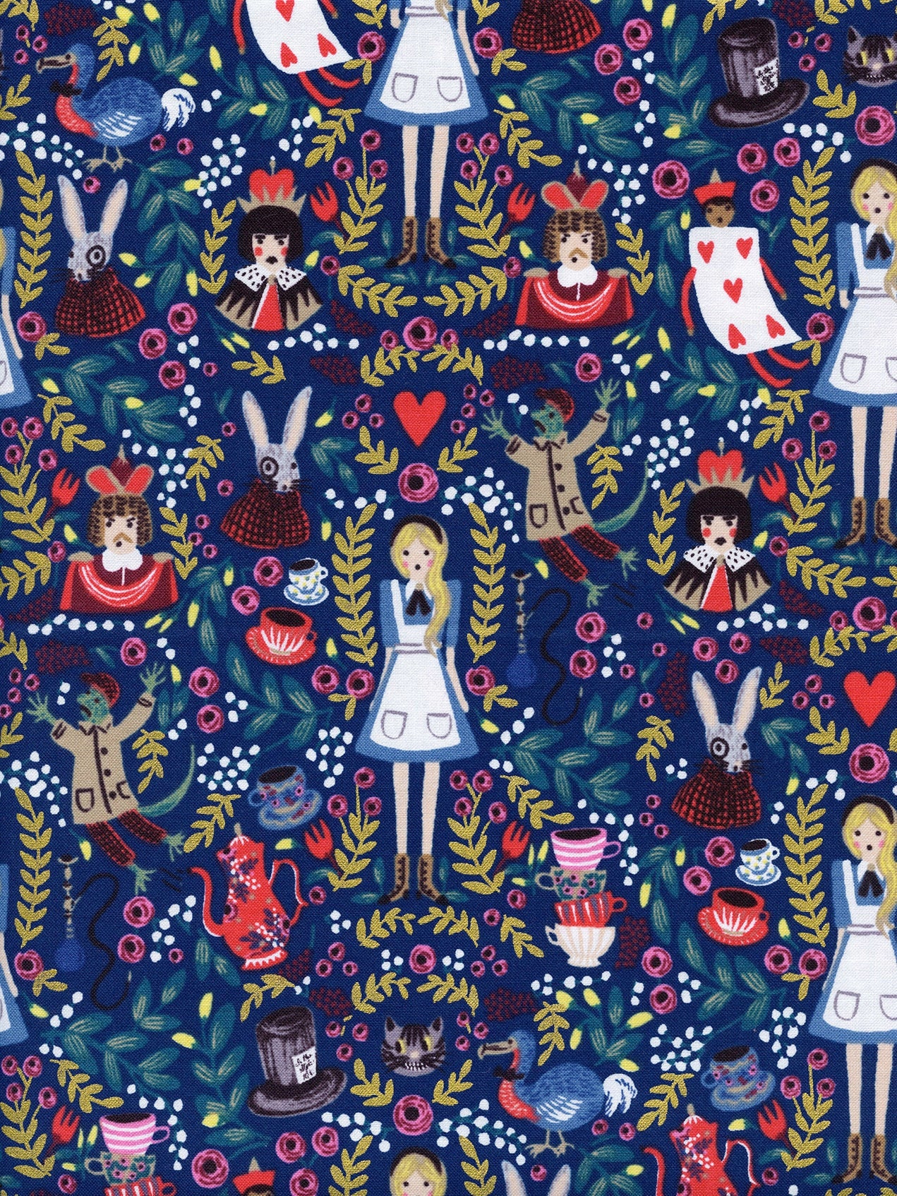 Rifle Paper Co. Wonderland - Navy Metallic Fabric from Cotton + Steel…