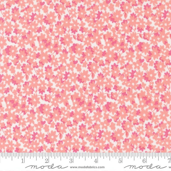 On The Bright Side Collection - Strawberry Flower - Pink Floral Fabric - Me and My Sister Designs for MODA Fabrics - 100% Cotton -22461 31