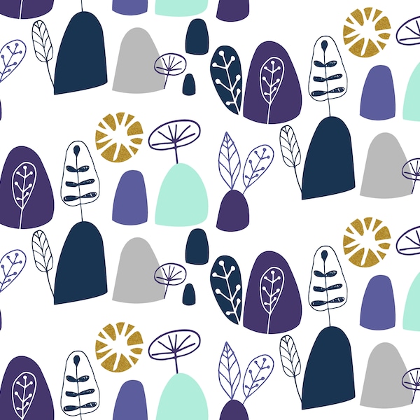 Cotton + Steel -  Mountains, Rocks, and Pebbles - Rocky Mountians - Gentle Violet Metallic Fabric - 100% Cotton - VB100-GV3M