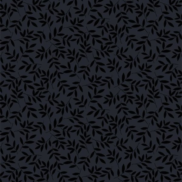 Essen After Midnight Collection - Tossed Leaves - Black on Black - Wilmington Prints - 100% Cotton - 1817-39128-999