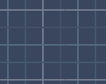 Wintry Check Deep in KNIT - Art Gallery Fabrics - Navy Plaid Knit - 95/5 Cotton/Spandex - K-65409-1