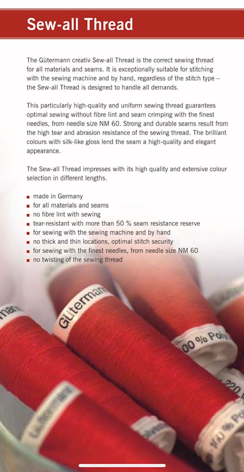 Gutermann SewAll Thread 250 meters/274 yards Select Your