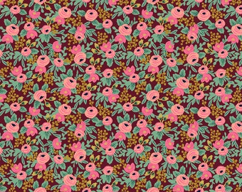 Rifle Paper Co. Garden Party - Rosa - Burgundy Metallic Fabric - Cotton + Steel - Quilting Weight Cotton - RP305-BU5M