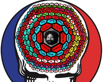 Puzzle: Grateful Dead Puzzle, Lyric Phrases 'Round & 'Round - Hexagonal Steal Your Face!