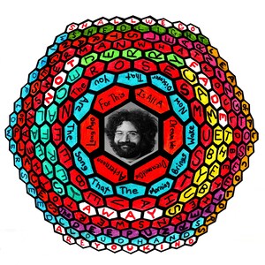 Puzzle: Grateful Dead Puzzle, Lyric Phrases 'Round & 'Round Hexagonal Steal Your Face image 2