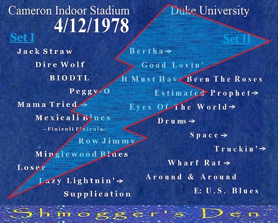 Grateful Dead Puzzle Duke University 4/12/78 Original Setlist - Etsy