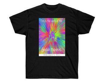 Phish Shirt: Guelah Papyrus - Sly insider garb for shows or parties. A magical spray of technicolor vibrations. (Black)