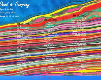 Puzzle: Dead & Company, January, 2020 - Playin' in the Sand - Original setlist art puzzle for three shows in Mexico.