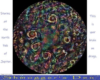 Puzzle: Psychedelic Jupiter - NASA image of Jupiter seen through multiple filters.  Shmogger's Den version.