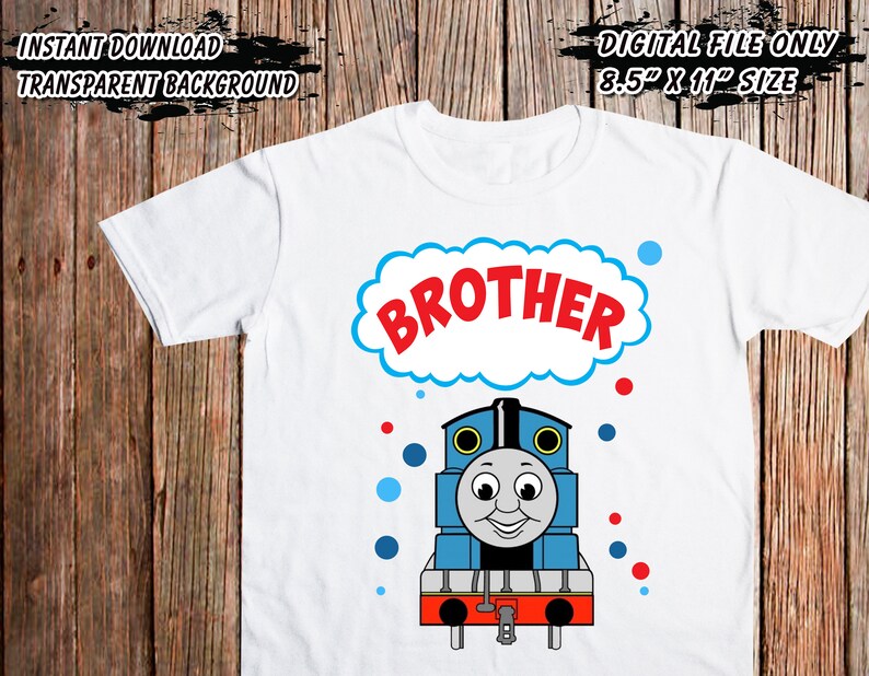 High Resolution Digital Printable Files Only Brother Thomas The Train Iron On Transfer Thomas The Train Birthday DIY Iron On Transfer