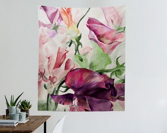 Blooming Spring Tapestry, Watercolor, Garden, Floral, Flowers, Wall hangings, Wall decor, Home decor, Dorm decoration, Fabric hanging T#17