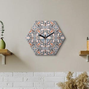 Vintage Mosaic Clock, Blue Hexagon Clock, Handmade Clock, Stylish Design Dining-Room Decor Clock