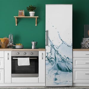 Modern Fridge Mat, Refreshing Water, Fridge Magnetic Decal, Blue Fridge Magnetic Decal, Housewarming Gift