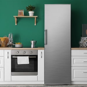 Stylish Refrigerator Cover, Metal Motif, Fridge Magnetic Decal, Light Gray Fridge Magnetic Decal, Kitchen Decoration