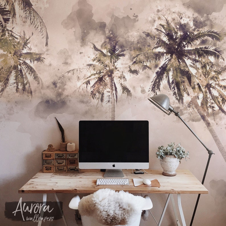 Palm Trees Removable Wallpaper Reusable Repositionable Peel Etsy