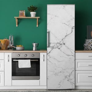 Modern Freezer Cover, Marble, Fridge Magnetic Decal, White Fridge Magnetic Decal, Housewarming Gift