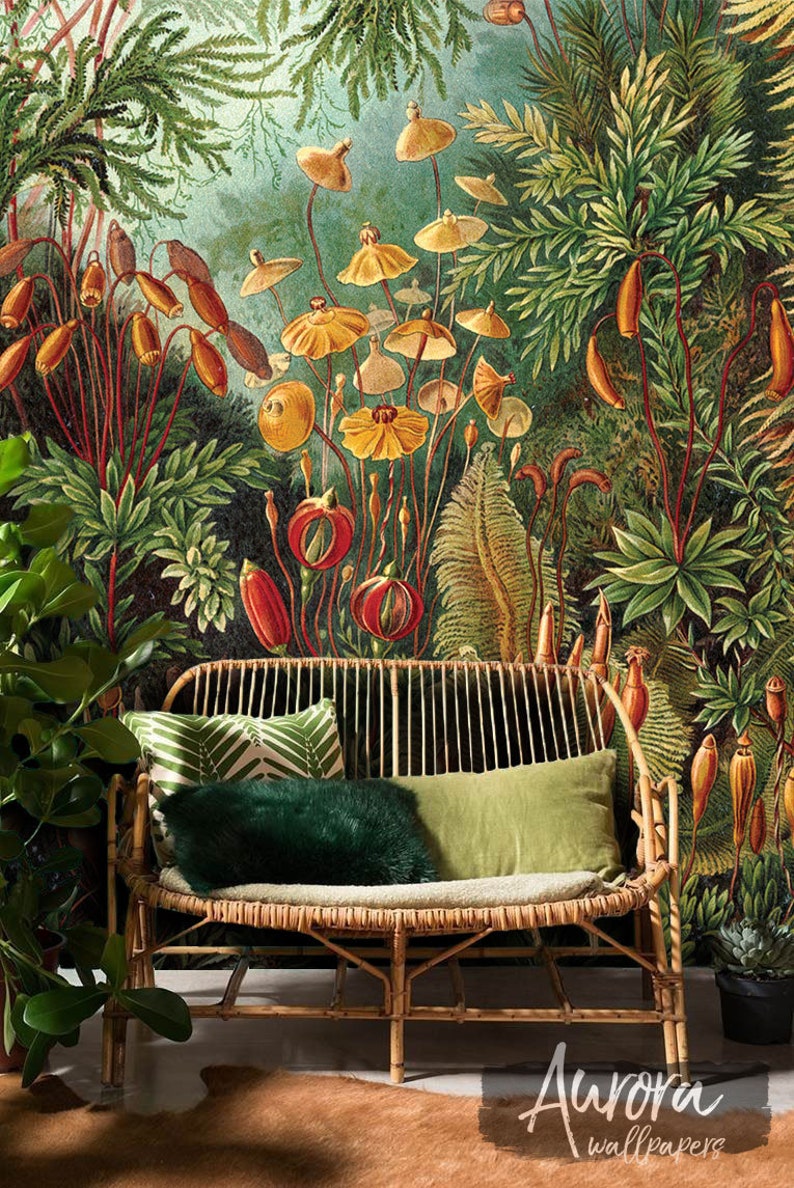 Amazonian Jungle Removable Wallpaper Repositionable Peel And Stick Bright Plants Colourful Vintage Wall Mural Tropical Wall Decor 07