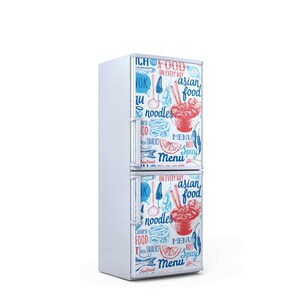 Seafood Fridge Sticker, Blue Patterned Stickers, Kitchen Decoration, Stylish Design