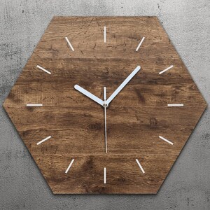 Old Brown Panels Clock, Red Hexagon Clock, Glass Patterned, Classic Design Bedroom Clock