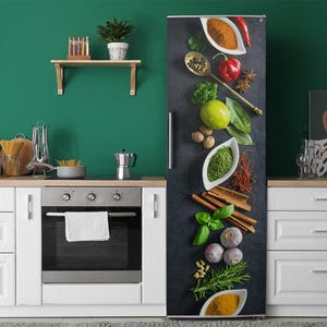 Bunch Of Spices, Fridge Magnetic Decal, Multicolored Aesthetic Refrigerator Cover, Gift Idea