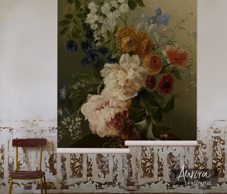 Reusable Still Life wall decor Temporary wallpaper Repositionable #61 Removable wallpaper Painting wall mural Peel and stick