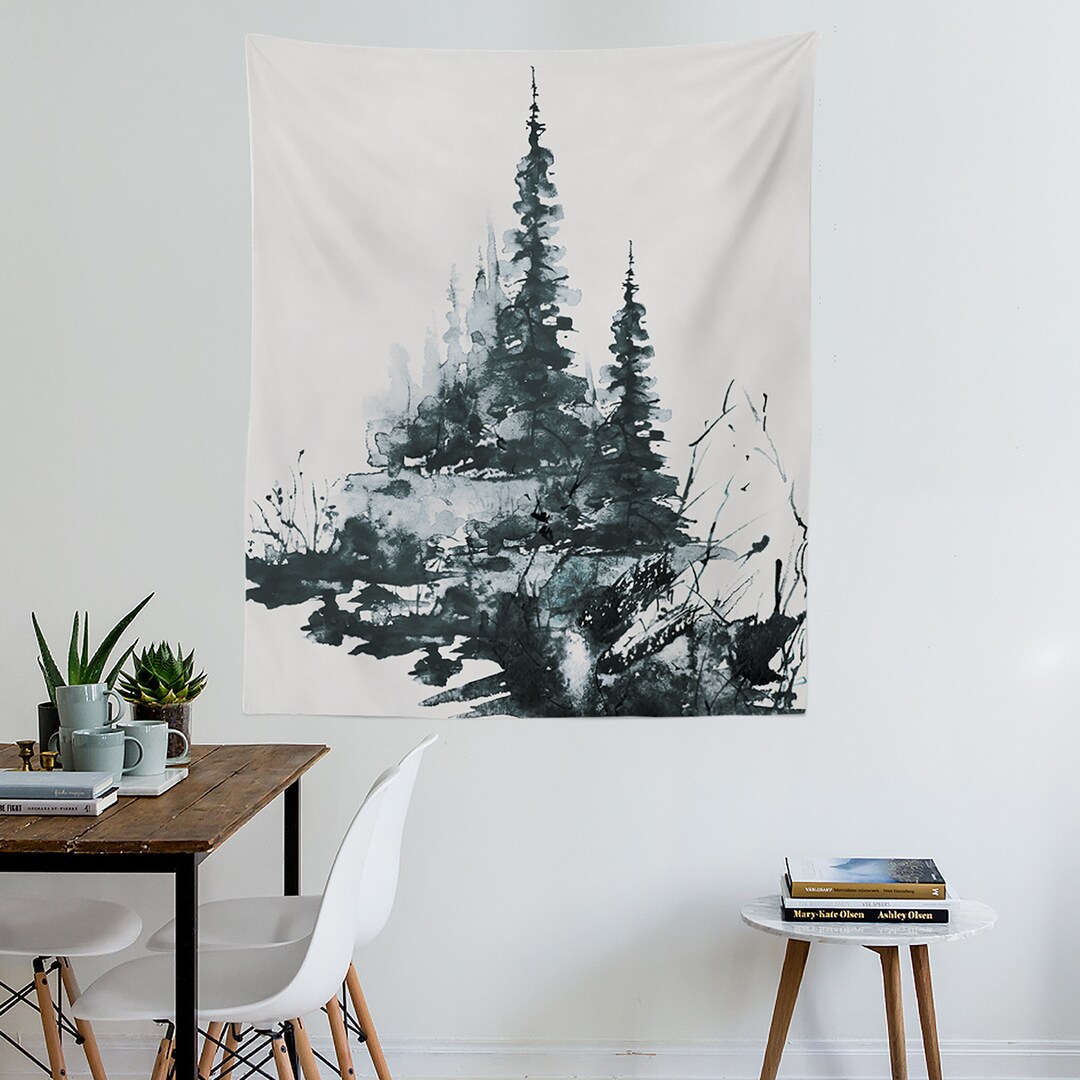 Snowy Pine Tree Christmas Wall Hanging Art Tapestry main image 1