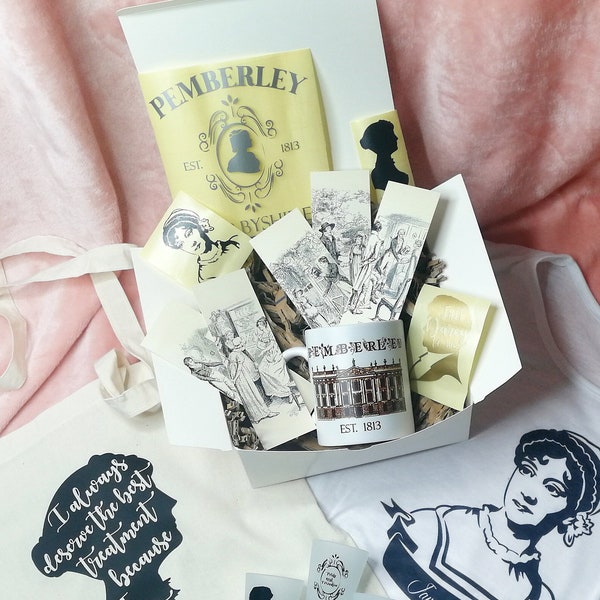 Jane Austen gift box birthday Christmas / Pride and prejudice / Mr Darcy / Elizabeth Bennet / Pemberley / gift box/ bookish / bookworm