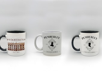 Pemberley 1813 mug / Jane Austen / Pride and Prejudice / Elizabeth Bennet / Mr Darcy / bookish / bookworm / writer / book / literature