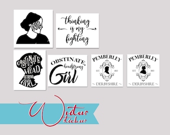 Sticker Writers / Jane Austen / Virginia Woolf / Elizabeth Bennet / Pride and Prejudice / A Room of Your Own / Bookish / Bookworm