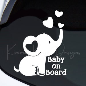 Baby Elephant, Baby on Board Decal, Car Decal, Informs Rescue Workers in an Emergency.
