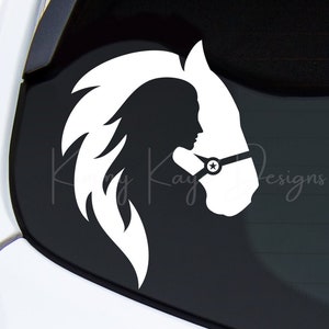 Horse and Woman, Horse Decal, Car Decal, Decal for Horse Lovers.