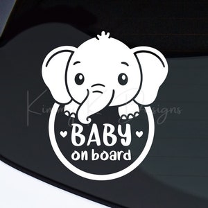 Baby Boy Elephant, Baby on Board Decal, Car Decal, Informs Rescue Workers in an Emergency.